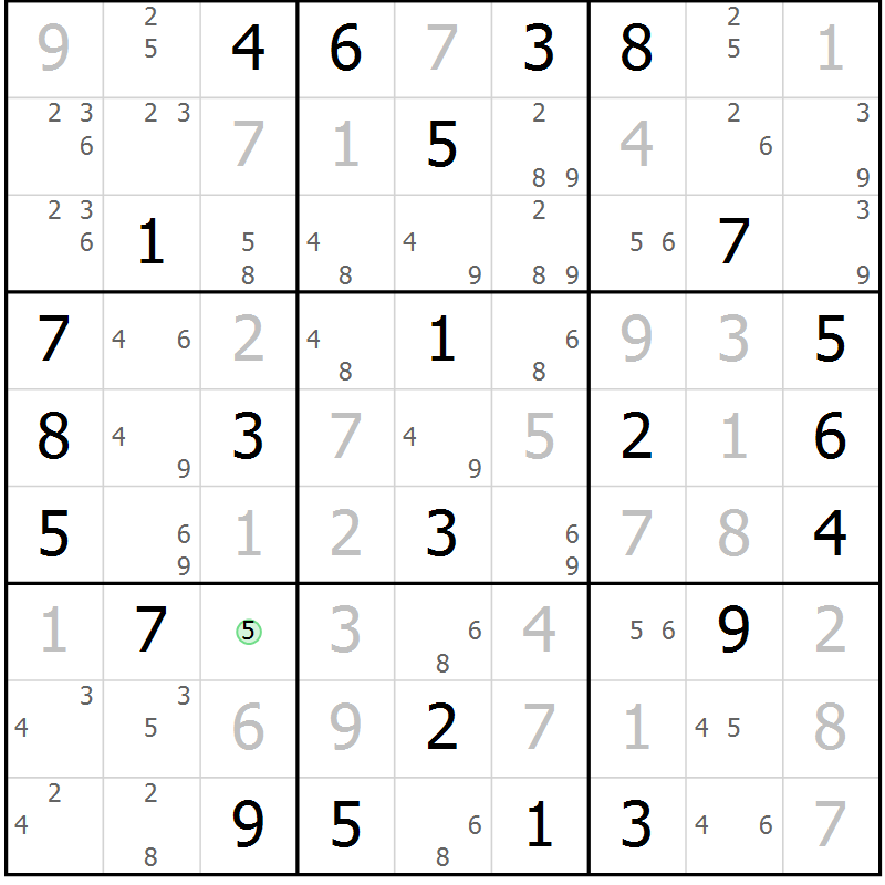 Position des candidats pour la solution de la Gr 49 page 52 du magazine de sudoku Virtuose n° 112