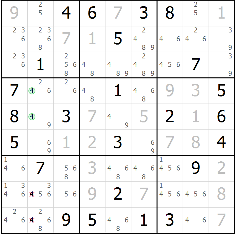 Position des candidats pour la solution de la Gr 49 page 52 du magazine de sudoku Virtuose n° 112