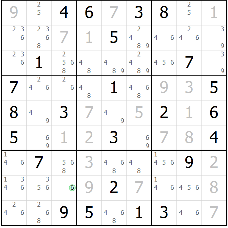 Position des candidats pour la solution de la Gr 49 page 52 du magazine de sudoku Virtuose n° 112