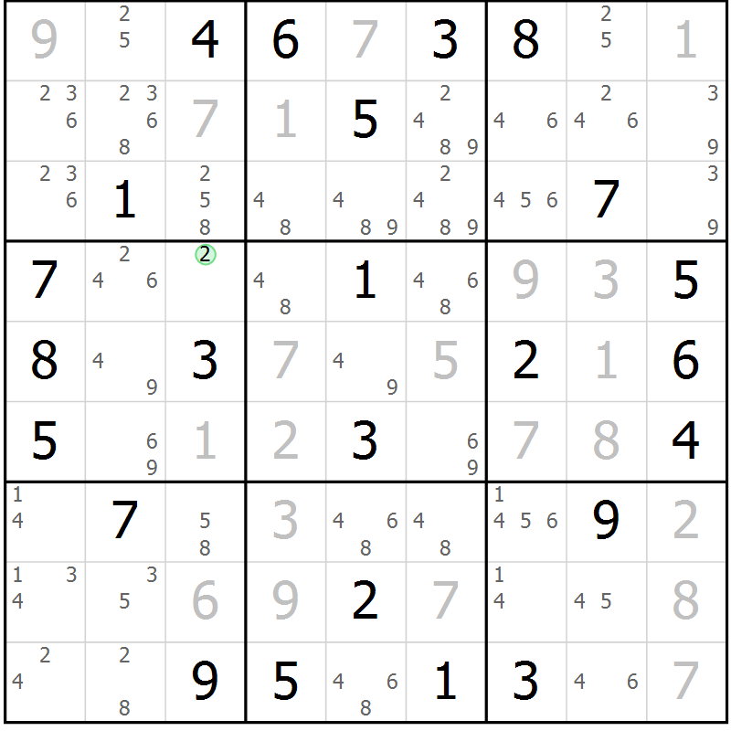 Position des candidats pour la solution de la Gr 49 page 52 du magazine de sudoku Virtuose n° 112