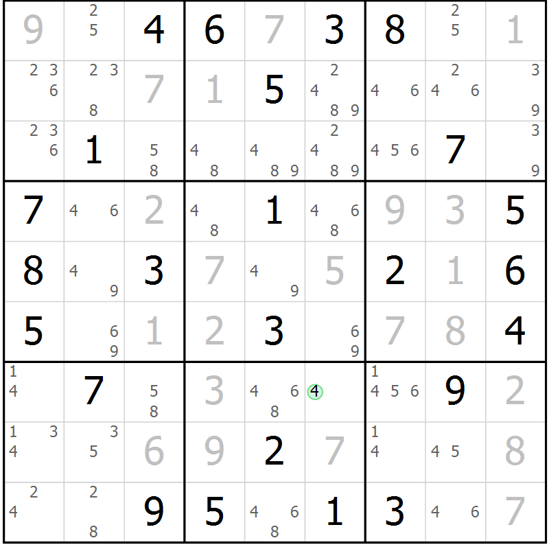 Position des candidats pour la solution de la Gr 49 page 52 du magazine de sudoku Virtuose n° 112