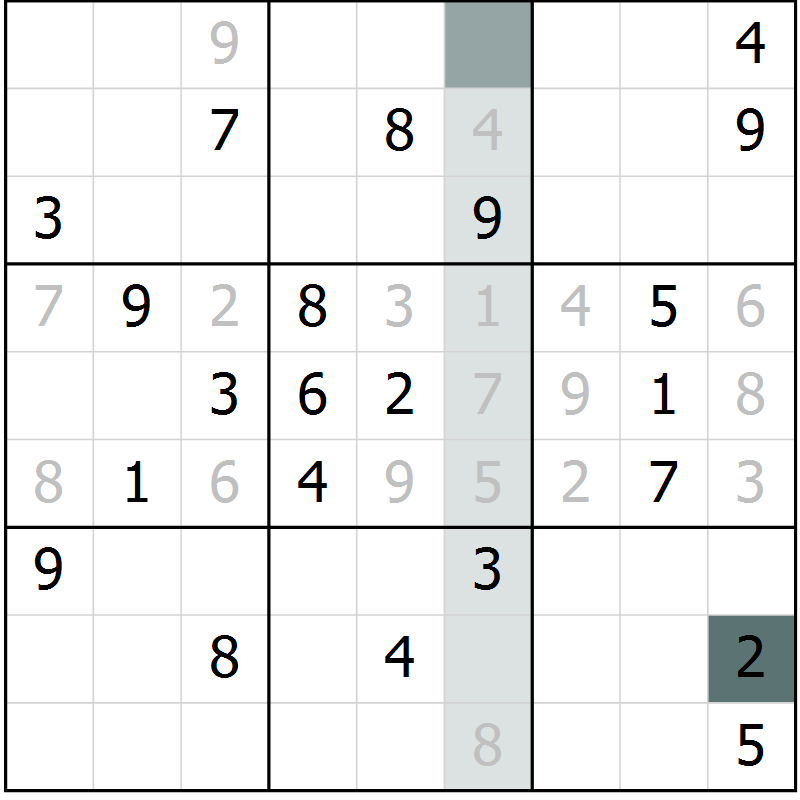Position des candidats pour la solution de la Gr 5 page 8 du magazine de sudoku Virtuose n° 112