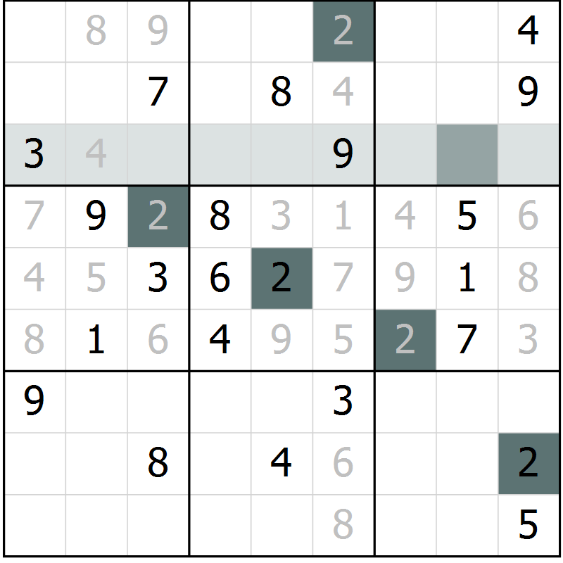 Position des candidats pour la solution de la Gr 5 page 8 du magazine de sudoku Virtuose n° 112