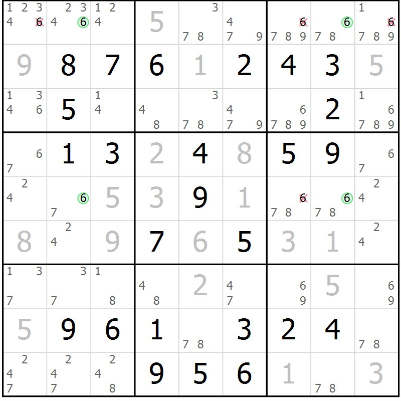 Position des candidats pour la solution de la Gr 51 page 54 du magazine de sudoku Virtuose n° 112