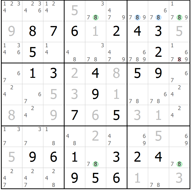 Position des candidats pour la solution de la Gr 51 page 54 du magazine de sudoku Virtuose n° 112