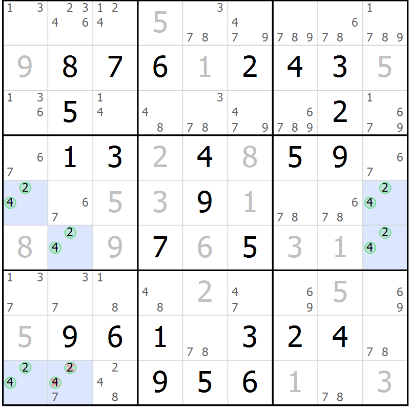 Position des candidats pour la solution de la Gr 51 page 54 du magazine de sudoku Virtuose n° 112