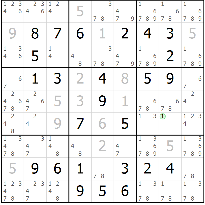 Position des candidats pour la solution de la Gr 51 page 54 du magazine de sudoku Virtuose n° 112