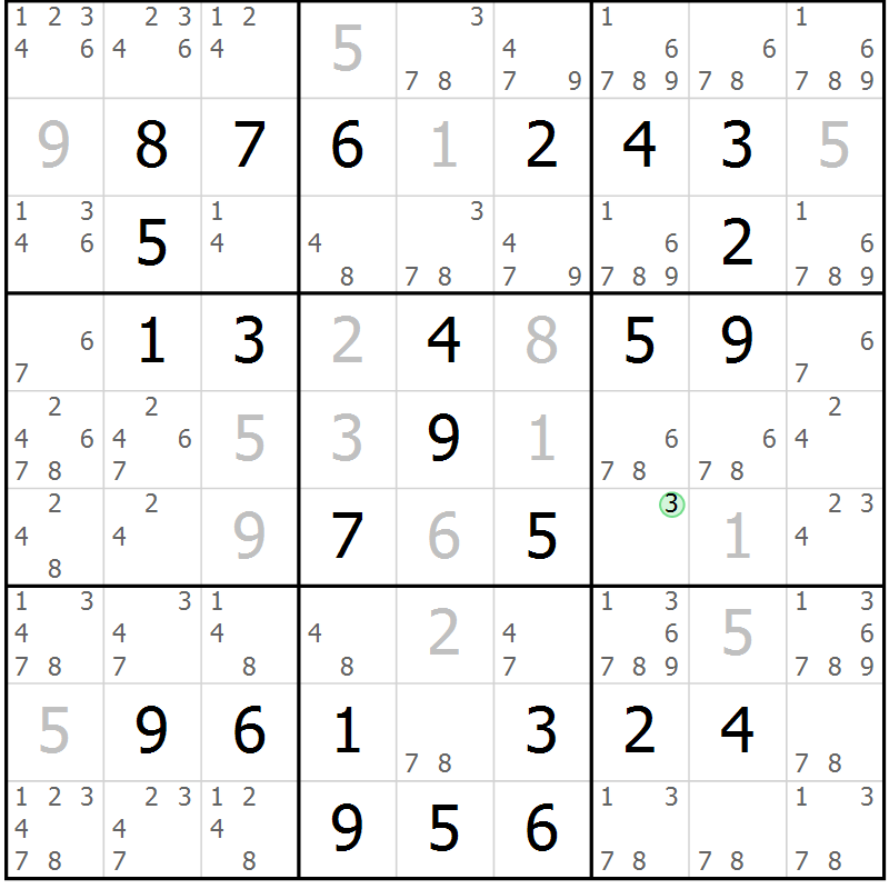 Position des candidats pour la solution de la Gr 51 page 54 du magazine de sudoku Virtuose n° 112