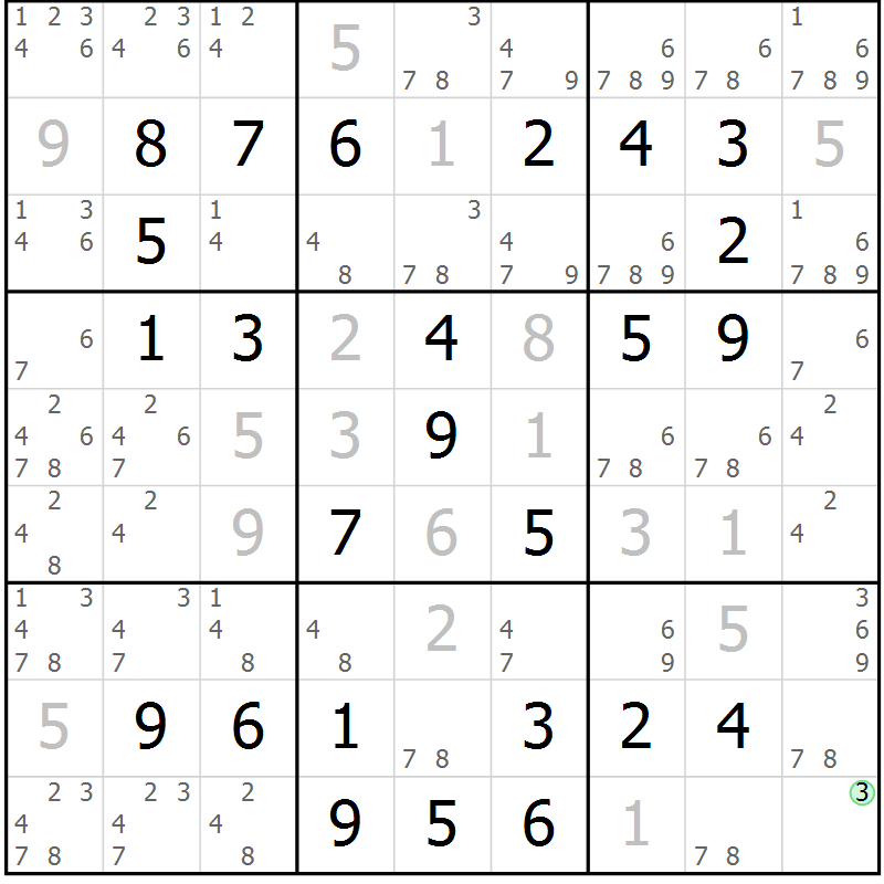 Position des candidats pour la solution de la Gr 51 page 54 du magazine de sudoku Virtuose n° 112