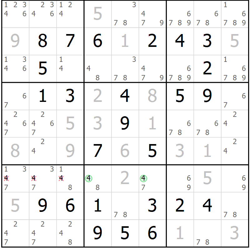 Position des candidats pour la solution de la Gr 51 page 54 du magazine de sudoku Virtuose n° 112