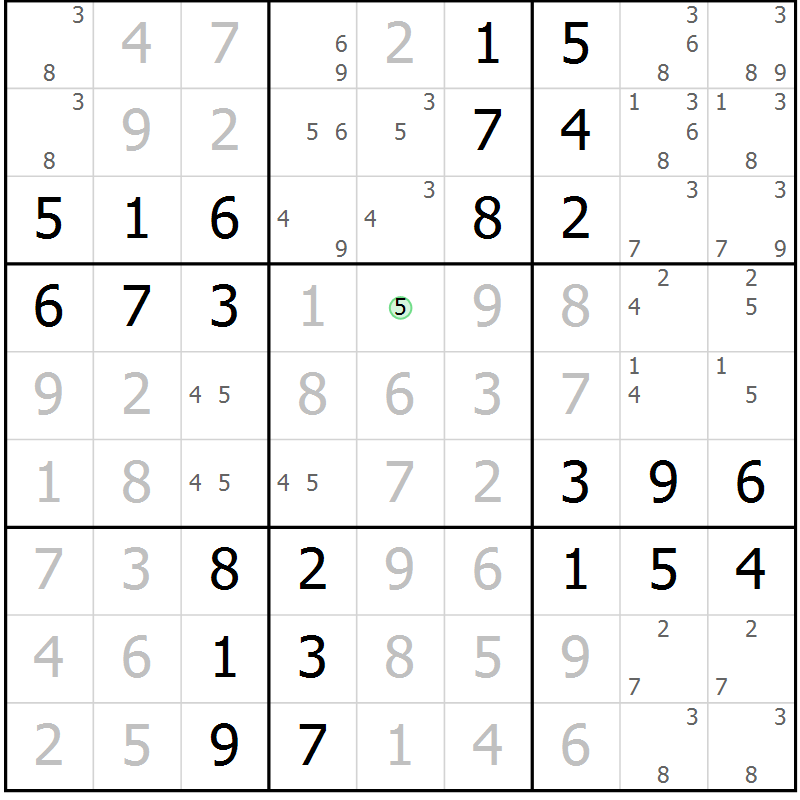 Position des candidats pour la solution de la Gr 52 page 55 du magazine de sudoku Virtuose n° 112