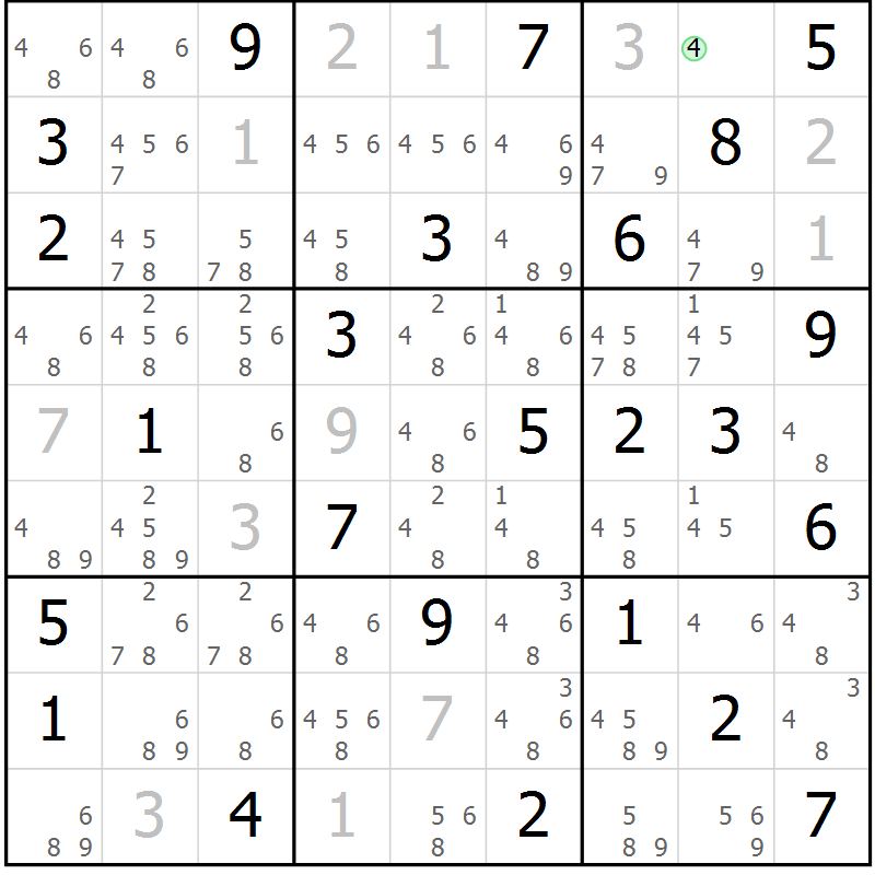 Position des candidats pour la solution de la Gr 53 page 56 du magazine de sudoku Virtuose n° 112