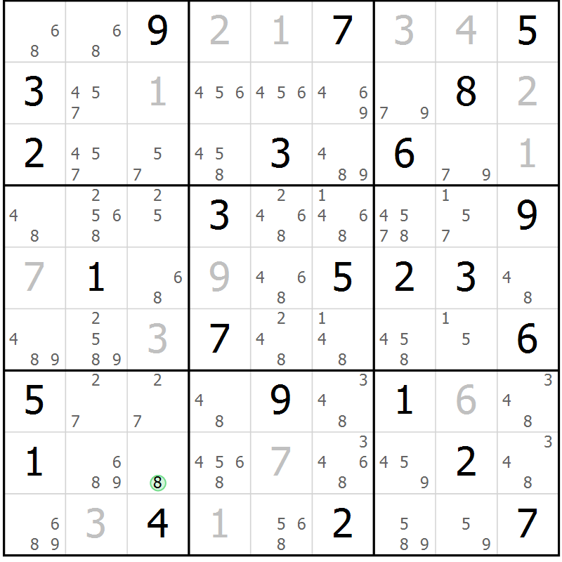 Position des candidats pour la solution de la Gr 53 page 56 du magazine de sudoku Virtuose n° 112