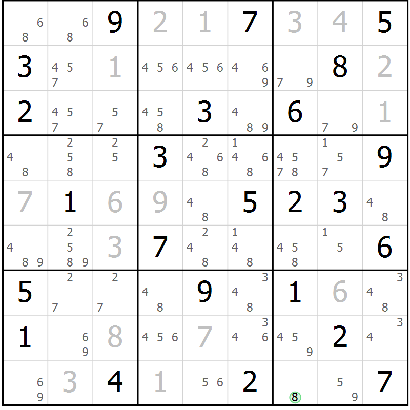 Position des candidats pour la solution de la Gr 53 page 56 du magazine de sudoku Virtuose n° 112