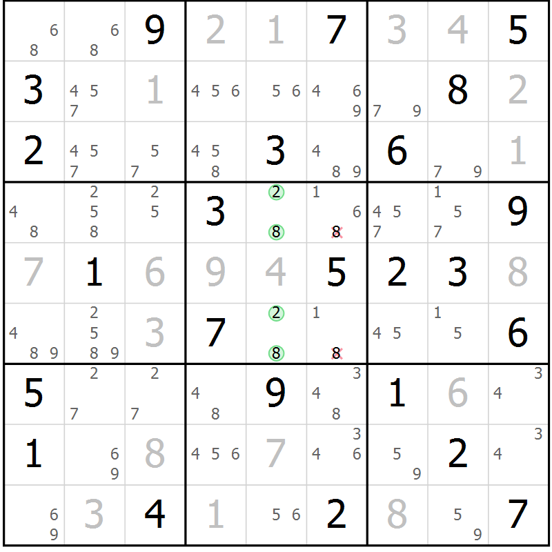 Position des candidats pour la solution de la Gr 53 page 56 du magazine de sudoku Virtuose n° 112