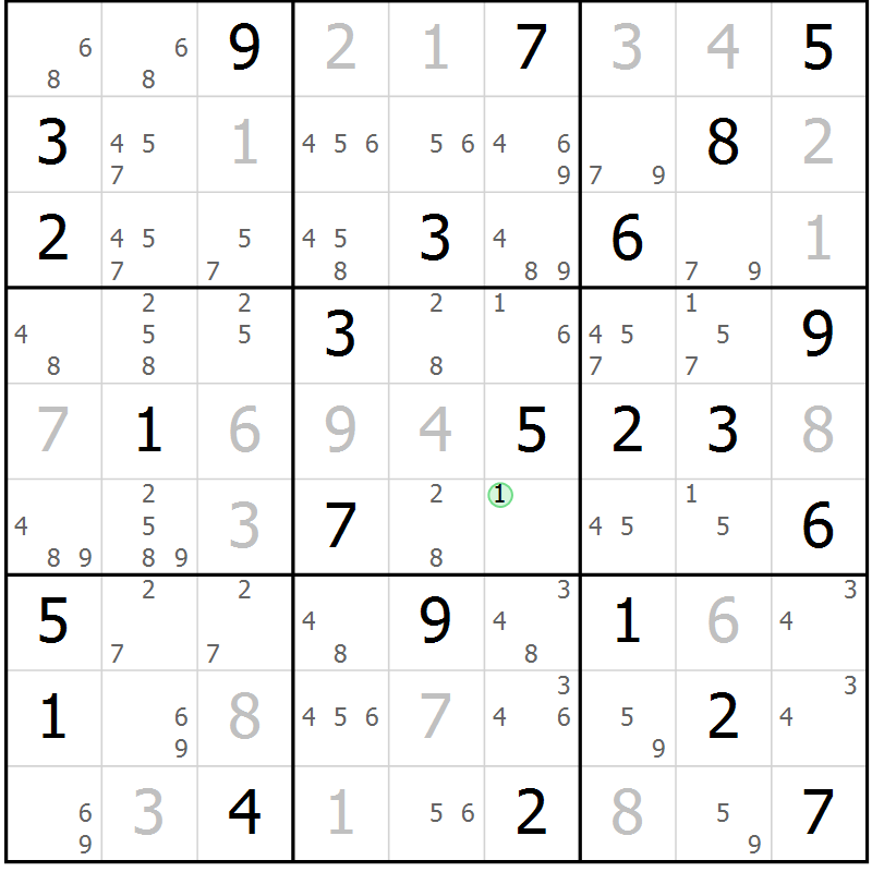 Position des candidats pour la solution de la Gr 53 page 56 du magazine de sudoku Virtuose n° 112