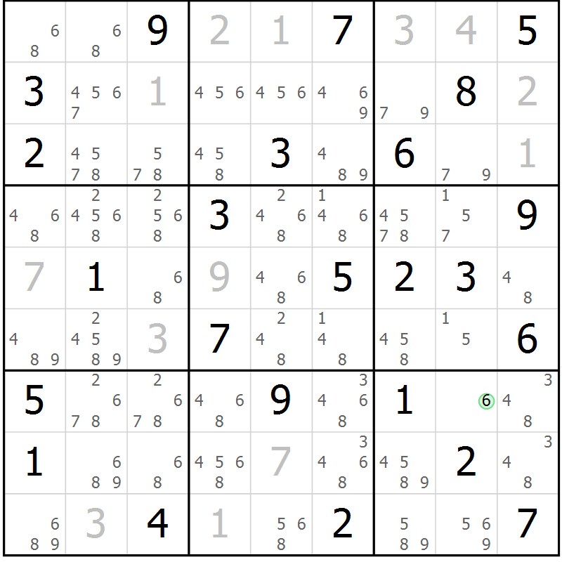 Position des candidats pour la solution de la Gr 53 page 56 du magazine de sudoku Virtuose n° 112