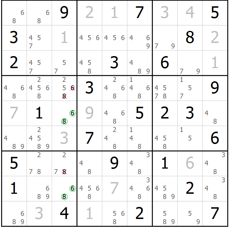 Position des candidats pour la solution de la Gr 53 page 56 du magazine de sudoku Virtuose n° 112