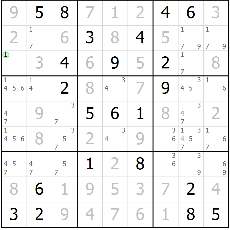 Position des candidats pour la solution de la Gr 54 page 57 du magazine de sudoku Virtuose n° 112