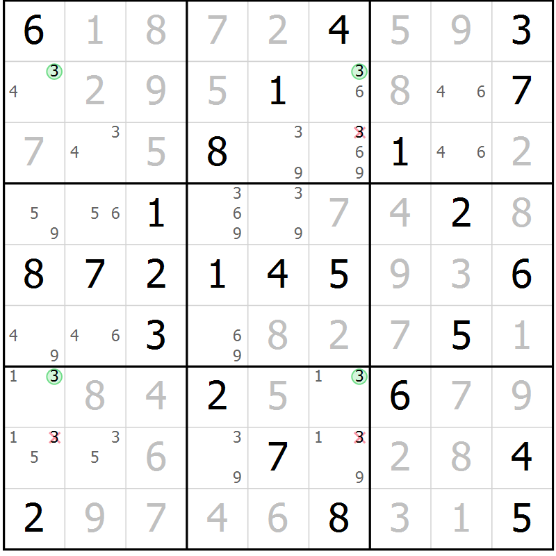 Position des candidats pour la solution de la Gr 55 page 58 du magazine de sudoku Virtuose n° 112