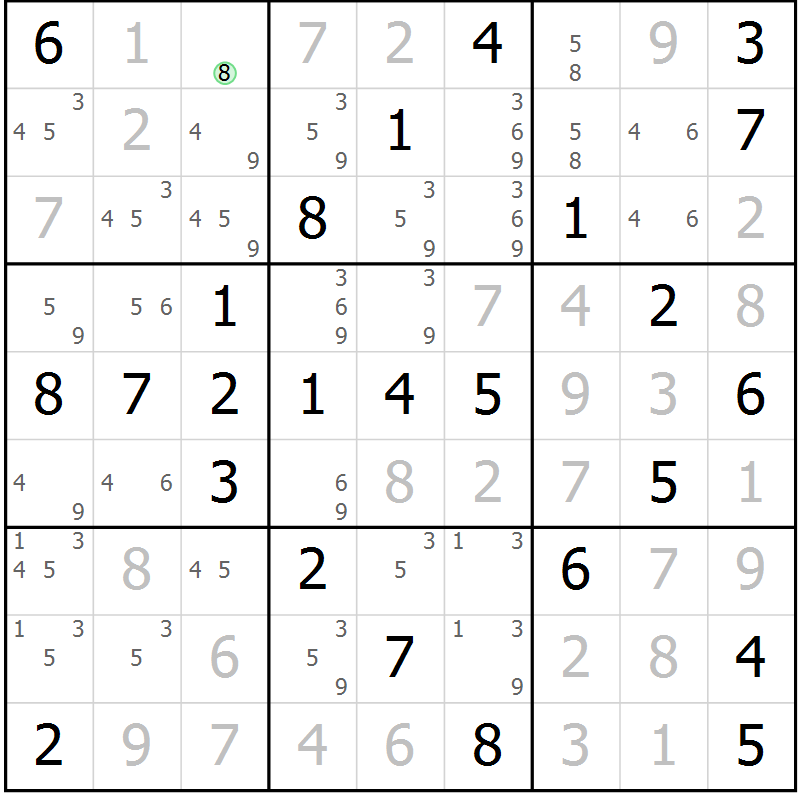 Position des candidats pour la solution de la Gr 55 page 58 du magazine de sudoku Virtuose n° 112