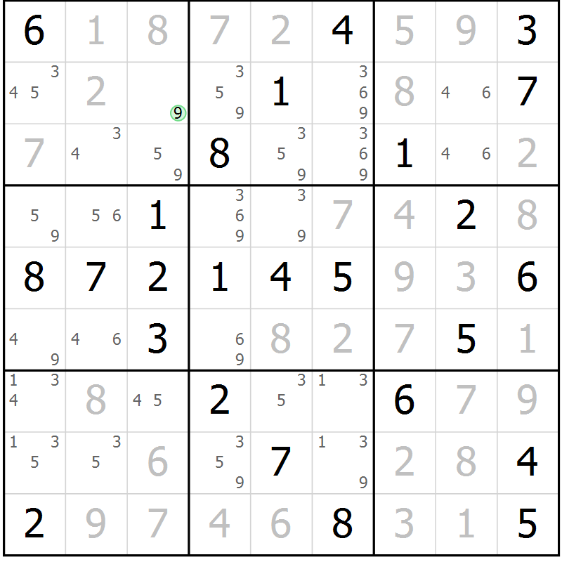 Position des candidats pour la solution de la Gr 55 page 58 du magazine de sudoku Virtuose n° 112
