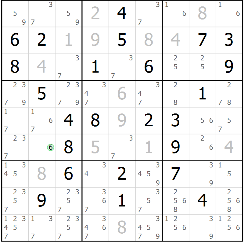 Position des candidats pour la solution de la Gr 57 page 60 du magazine de sudoku Virtuose n° 112