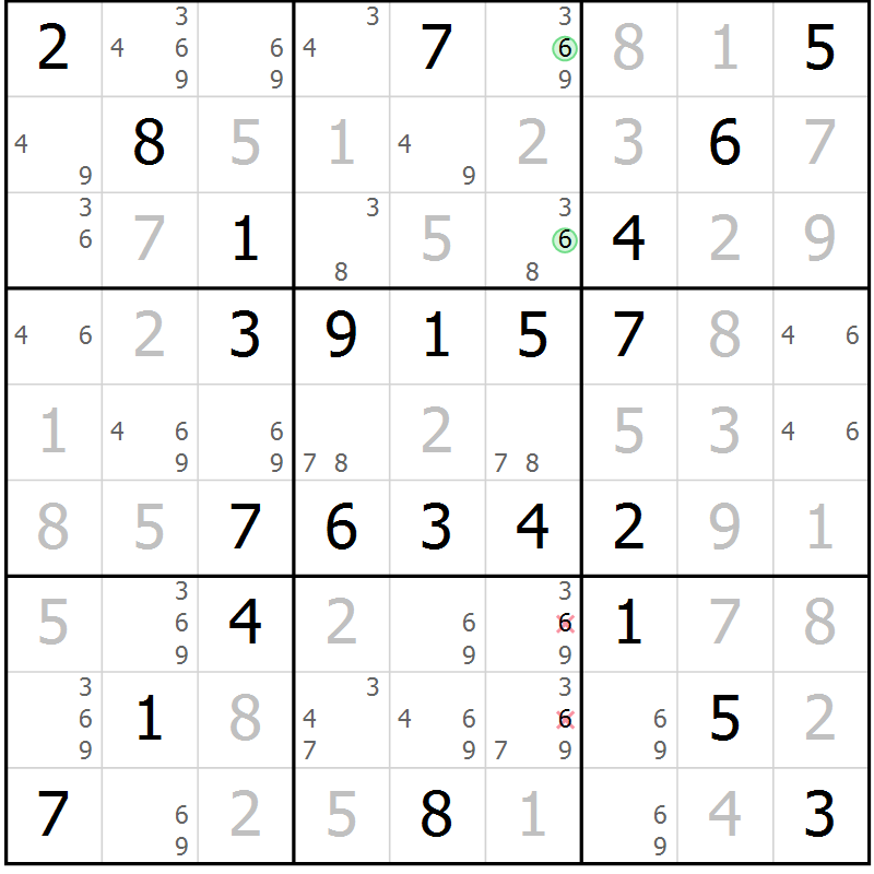 Position des candidats pour la solution de la Gr 59 page 62 du magazine de sudoku Virtuose n° 112