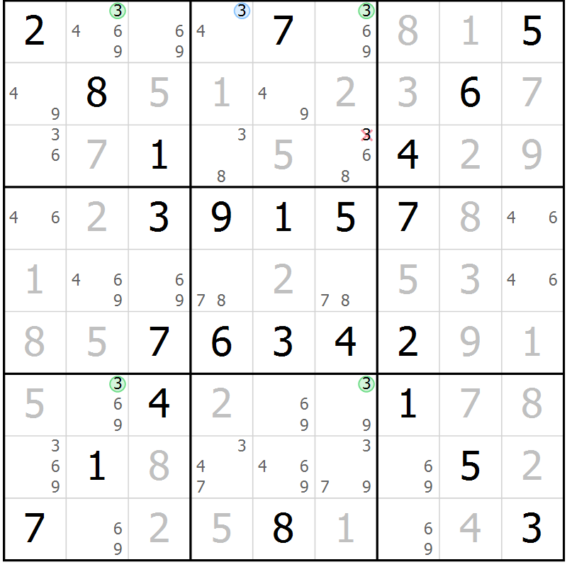 Position des candidats pour la solution de la Gr 59 page 62 du magazine de sudoku Virtuose n° 112