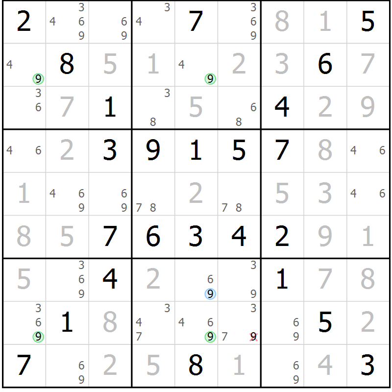 Position des candidats pour la solution de la Gr 59 page 62 du magazine de sudoku Virtuose n° 112