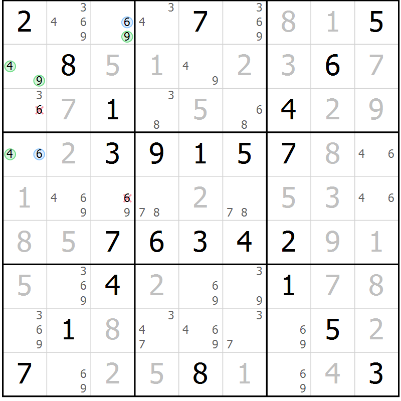 Position des candidats pour la solution de la Gr 59 page 62 du magazine de sudoku Virtuose n° 112