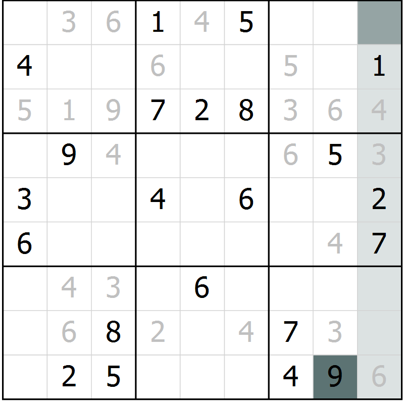 Position des candidats pour la solution de la Gr 6 page 9 du magazine de sudoku Virtuose n° 112