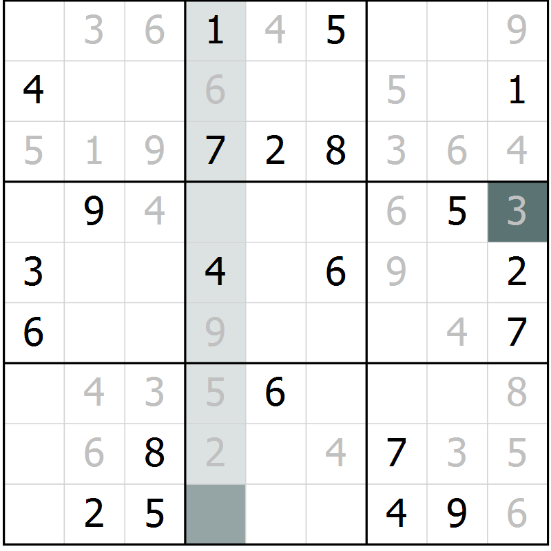 Position des candidats pour la solution de la Gr 6 page 9 du magazine de sudoku Virtuose n° 112