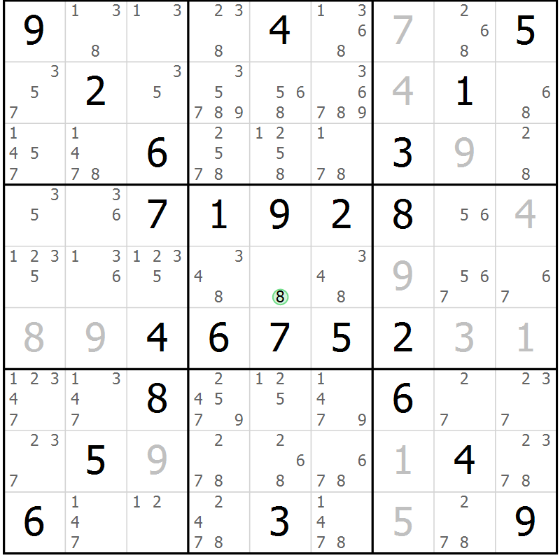 Position des candidats pour la solution de la Gr 60 page 63 du magazine de sudoku Virtuose n° 112