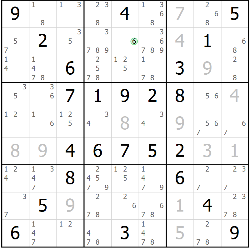 Position des candidats pour la solution de la Gr 60 page 63 du magazine de sudoku Virtuose n° 112