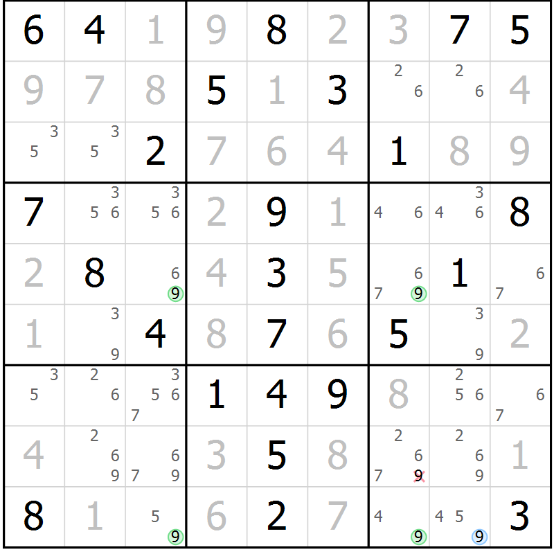 Position des candidats pour la solution de la Gr 62 page 65 du magazine de sudoku Virtuose n° 112