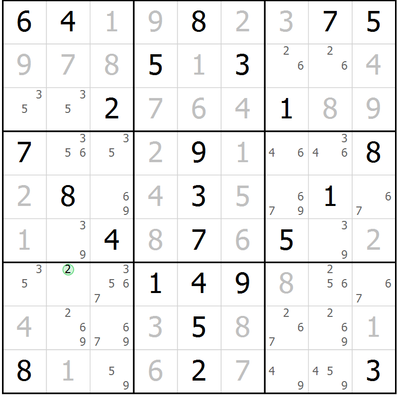Position des candidats pour la solution de la Gr 62 page 65 du magazine de sudoku Virtuose n° 112