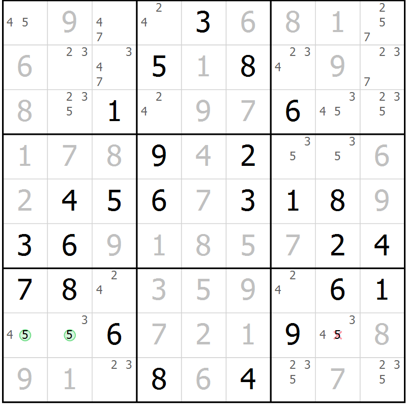 Position des candidats pour la solution de la Gr 63 page 66 du magazine de sudoku Virtuose n° 112