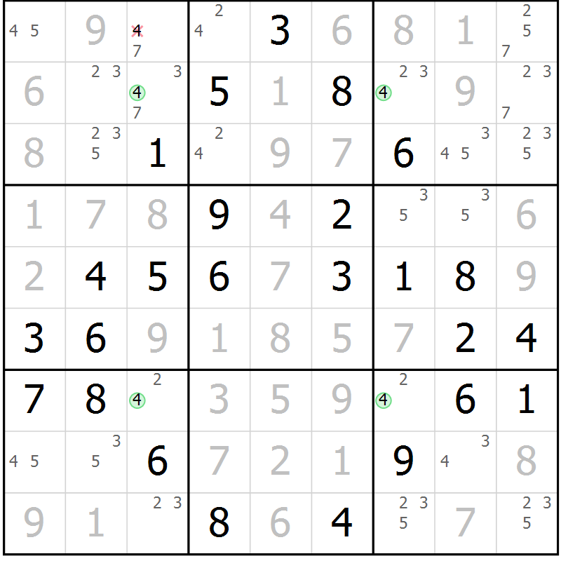 Position des candidats pour la solution de la Gr 63 page 66 du magazine de sudoku Virtuose n° 112
