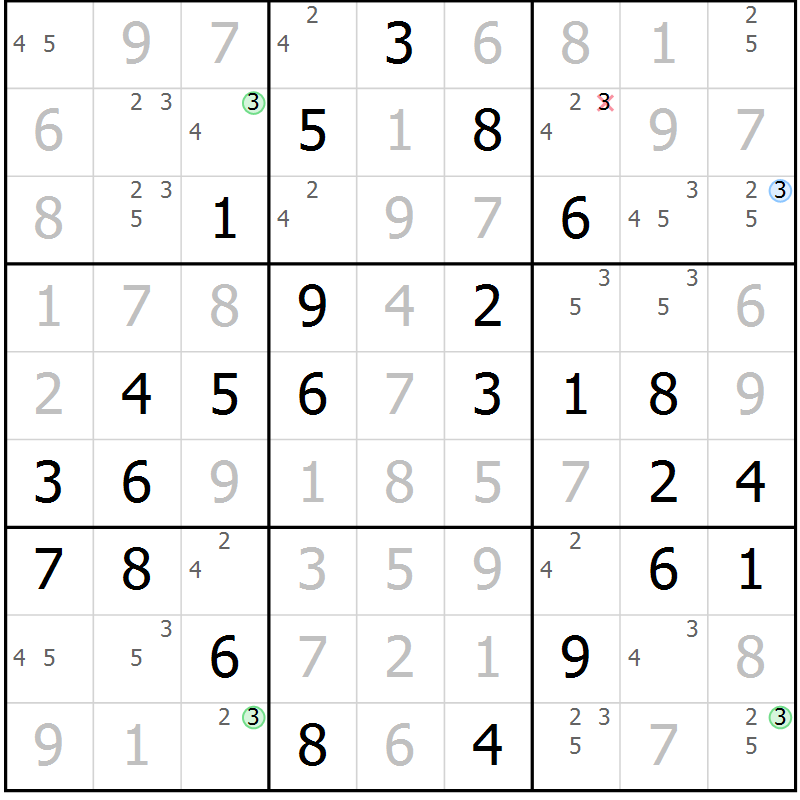Position des candidats pour la solution de la Gr 63 page 66 du magazine de sudoku Virtuose n° 112