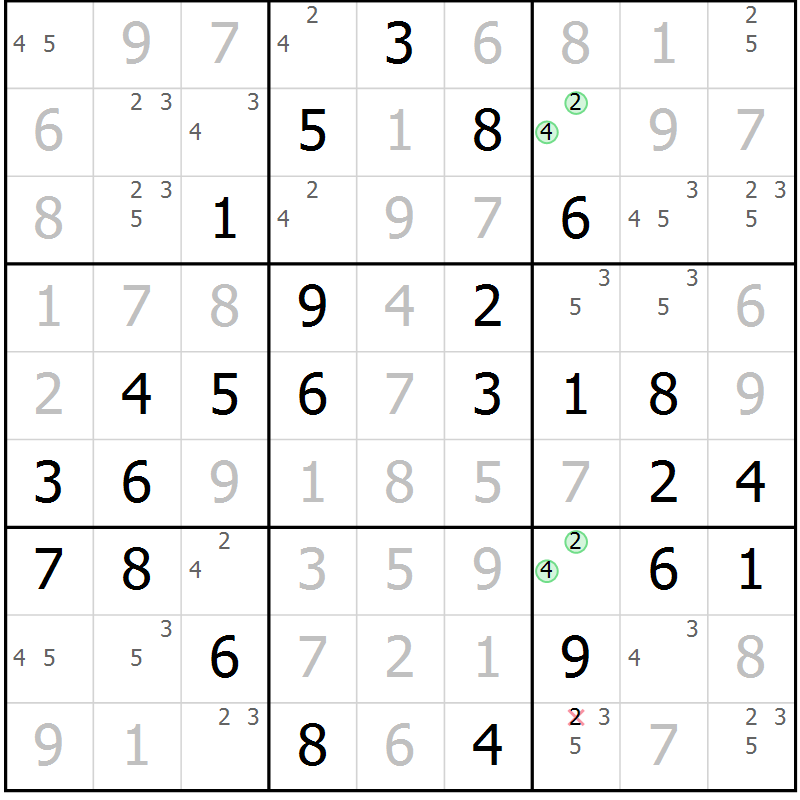 Position des candidats pour la solution de la Gr 63 page 66 du magazine de sudoku Virtuose n° 112