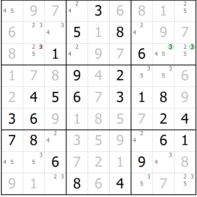 Position des candidats pour la solution de la Gr 63 page 66 du magazine de sudoku Virtuose n° 112