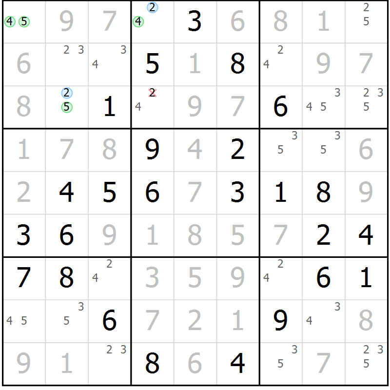 Position des candidats pour la solution de la Gr 63 page 66 du magazine de sudoku Virtuose n° 112