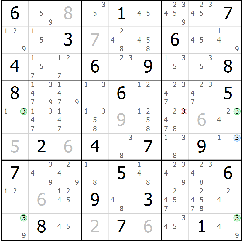 Position des candidats pour la solution de la Gr 64 page 67 du magazine de sudoku Virtuose n° 112