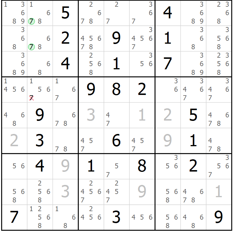 Position des candidats pour la solution de la Gr 66 page 69 du magazine de sudoku Virtuose n° 112