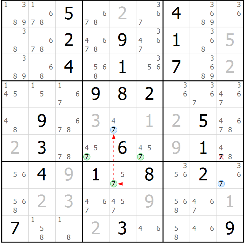 Position des candidats pour la solution de la Gr 66 page 69 du magazine de sudoku Virtuose n° 112