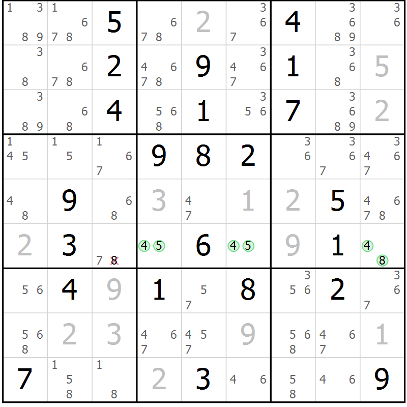 Position des candidats pour la solution de la Gr 66 page 69 du magazine de sudoku Virtuose n° 112