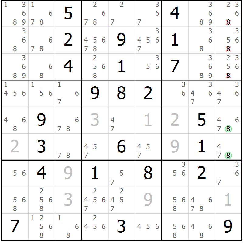 Position des candidats pour la solution de la Gr 66 page 69 du magazine de sudoku Virtuose n° 112