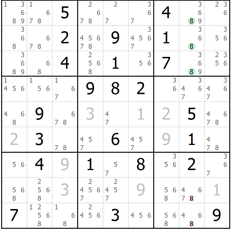 Position des candidats pour la solution de la Gr 66 page 69 du magazine de sudoku Virtuose n° 112