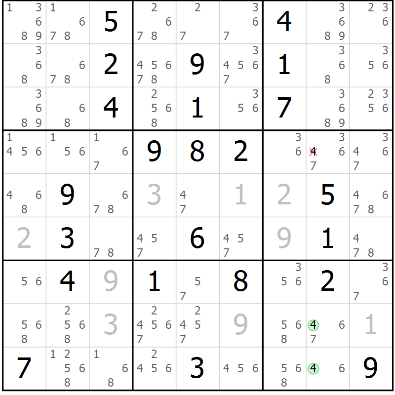 Position des candidats pour la solution de la Gr 66 page 69 du magazine de sudoku Virtuose n° 112